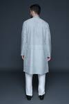 Shop_Sanjev Marwaaha_Grey Cotton, Silk Sequins, Beads, Cut Work Block Print Kurta Set_at_Aza_Fashions