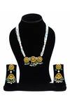 Shop_Devanshi Renu Jewels_Gold Plated Stone Embroidered Necklace Set_at_Aza_Fashions