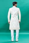 Shop_RNG Safawala_Off White Raw Silk Embroidery Thread Floral Pattern Sherwani Set _at_Aza_Fashions