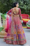 Shop_Irrau by Samir Mantri_Multi Color Georgette Hand Embroidered And Printed Panelled Bridal Lehenga Set_at_Aza_Fashions
