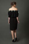 Shop_House of Behram_Black Moss Crepe One Shoulder Off Midi Dress _at_Aza_Fashions