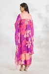 Shop_Paksh_Purple Silk Satin Printed Floral Collared Neck Kaftan And Pant Set _at_Aza_Fashions