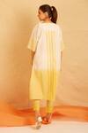 Shop_Banana Labs_White Cotton Round Neck And Yellow Ombre Kurta Set _at_Aza_Fashions