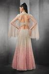 Shop_Rohit Gandhi + Rahul Khanna_Pink Tulle, Linen Sequins Astral Ombre Embellished Gown With Sheer Cape _at_Aza_Fashions