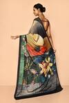 Shop_Nazaakat by Samara Singh_Brown Jute Silk Printed Digital Saree_at_Aza_Fashions