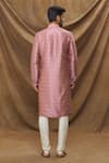Shop_Samyukta Singhania_Pink Silk Embroidery Floret Print Kurta _at_Aza_Fashions