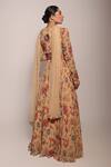 Shop_Label Shristi Chetani_Beige Crepe, Georgette Beads Floral Pattern Lehenga Embellished Blouse Set _at_Aza_Fashions