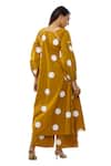 Shop_Khat_Yellow Poplin, Cotton Round Neck Mustard Polka Dot Dress And Pant Set _at_Aza_Fashions