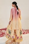 Shop_Sage Saga_Yellow Chanderi Printed Floral V Neck Mahgul Lace Work Kurta And Sharara Set _at_Aza_Fashions