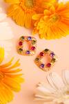 Shop And Also Gold Plated Stones Small Square Embellished Studs at Aza Fashions Shop_And Also_Gold Plated Stones Small Square Embellished Studs_at_Aza_Fashions