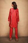 Shop_Gulabo By Abu Sandeep_Red 100% Pure Chanderi Silk Embellished Gota Stripe Pattern Straight Fit Pant_at_Aza_Fashions