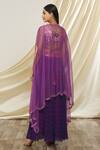 Shop_Yoshita Couture_Purple Blouse And Sharara Georgette With Shantoon Lining & Cape Nori & Set _at_Aza_Fashions