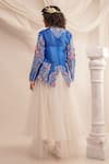 Shop_Jajaabor_Blue Silk Organza Embroidery Athena Cowl Neck Jacket _at_Aza_Fashions
