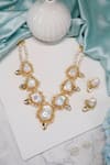 Buy_Ishhaara_Gold Plated Shell Pearl Baroque Necklace Set _at_Aza_Fashions