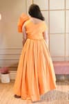 Shop_Fayon Kids_Orange Taffeta Bows Off Shoulder Asymmetric Dress _at_Aza_Fashions