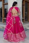 Shop_POMCHA JAIPUR_Pink Cotton Silk Embroidered Lace V Neck Mimosa Lehenga Set _at_Aza_Fashions