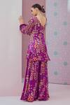 Shop_Krisha Sunny Ramani_Purple Modal, Satin Sequins, Tassels Crystal Embellished Angrakha With Sharara _at_Aza_Fashions