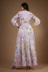 Shop_Vana Ethnics_Purple Viscose Sequins V-neck Vintage Botanical Print Kurta With Pant _at_Aza_Fashions