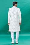 Shop_RNG Safawala_Off White Raw Silk Embroidery Thread Tropical Sherwani Set _at_Aza_Fashions