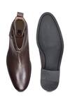 Shop_Hats Off Accessories_Brown Genuine Leather High Ankle Boots_at_Aza_Fashions