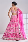 Shop_Seema Gujral_Fuchsia Raw Silk Mirror Plunge V Neck Work Lehenga Set _at_Aza_Fashions