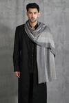 Shop_DUSALA_Grey Woven Cashmere Wool Stole_at_Aza_Fashions