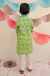 Shop_Tiny Colour_Green Cotton Embroidery Floral Garden Printed Kurta With Pyjama _at_Aza_Fashions