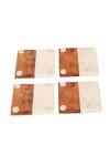 Shop_Cotton Indya_White Marble Rectangular Wooden And Coasters - Set Of 4_at_Aza_Fashions