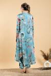 Shop_Divi By Sonal Khandelwal_Sky Blue Modal, Satin Embroidery Mandarin Nelumbo Printed Tunic And Pant Set _at_Aza_Fashions