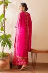 Shop_Rekha Agra_Pink Crepe, Organza Sequins, Embroidery, Lotus Bloom Print Kurta And Gharara Set _at_Aza_Fashions