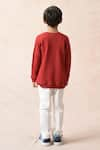 Shop_Thetaa_Red Cotton Textured Stripe Sweatshirt _at_Aza_Fashions