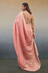 Shop_AFFROZ_Pink Viscose Crepe Printed Paisley V Neck Floral Motifs Saree With Blouse _at_Aza_Fashions