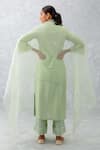 Shop_Devnaagri_Green Cotton, Organza, Embroidery, Cut Thread Pintucked Kurta Set _at_Aza_Fashions
