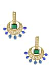 Shop_Tizora_Green Kundan Onyx And Tourmaline Embellished Chandbalis _at_Aza_Fashions