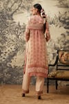 Shop_Kalista_Pink Crepe Printed And Embroidered Floral Keyhole Round Zuri Kurta Set _at_Aza_Fashions