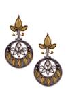 Shop_Neeta Boochra_Gold Plated Circular Pattern Tribal Earrings_at_Aza_Fashions