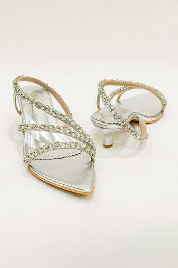 Shop_The Alter_Silver Rhinestones Kiara Embellished Kitten Heels _at_Aza_Fashions