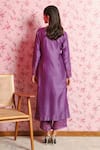 Shop_Dohr India_Purple Kurta And Palazzo Silk Chanderi Embroidery Saira Neck Set  _at_Aza_Fashions