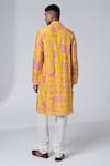 Shop_Siddhartha Bansal_Yellow Chanderi Printed Hamsa Signature Kurta Set _at_Aza_Fashions