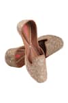 Shop_Imlee Jaipur_Brown Embroidered Leaf Thread Work Moccasin Juttis_at_Aza_Fashions