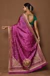 Shop_Samyukta Singhania_Pink Tussar Silk Floral Paisley Swirl Pallu Saree _at_Aza_Fashions