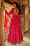 Shop_Ridhi Mehra_Pink Anarkali Georgette Embroidery Floral V Hasrat With Dupatta  _at_Aza_Fashions