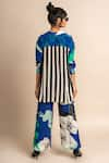 Shop_Nupur Kanoi_Blue Crepe Digital Print Striped And Floral Floret Shirt & Pyjama Set  _at_Aza_Fashions