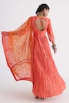 Shop_Smriti by Anju Agarwal_Orange Angrakha- Chanderi And Mulmul Dupatta- Organza Aayat Pleated With_at_Aza_Fashions