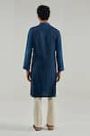 Shop_Shreyansh Designs_Blue Cotton Linen Extended Lapel Kurta  _at_Aza_Fashions