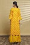 Shop_Samyukta Singhania_Yellow , Polyester, Chiffon, Printed Striped Kurta With Gharara Set_at_Aza_Fashions