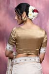 Shop_Weaver Story_Gold Tissue, Chanderi Silk Gota Patti, Embroidery Keyhole Floral Bodice Blouse _at_Aza_Fashions