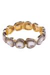 Shop_Vasundhara_Gold Plated Diamonds, Stones Handcrafted Studded Bracelet _at_Aza_Fashions