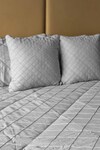 Shop_H2H_Grey Linen Embroidered Felipe Diamond Pattern Bedcover Set_at_Aza_Fashions