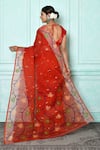 Shop_Adara Khan_Orange Pure Cotton Woven Floral Pattern Jamdani Saree_at_Aza_Fashions